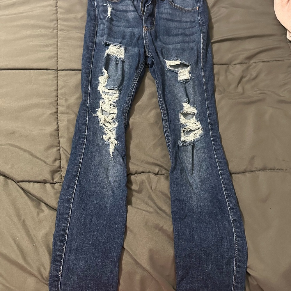 Hollister Dark Blue Distressed Skinny Jeans